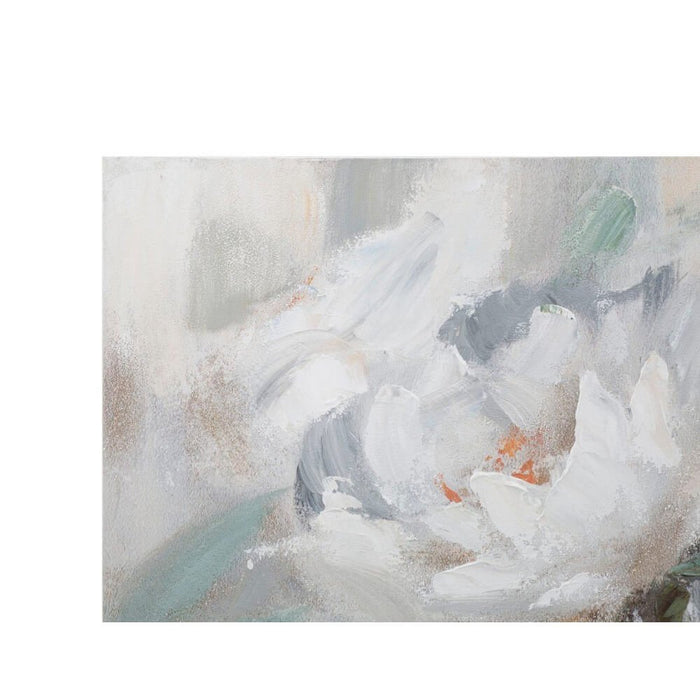 Dipinto su tela fiore e foglia cm 100X3,7X80 - CREAM FLOWER