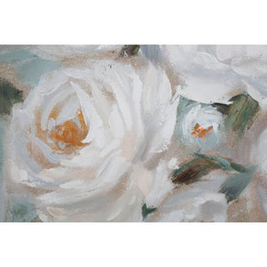 Dipinto su tela fiore e foglia cm 100X3,7X80 - CREAM FLOWER