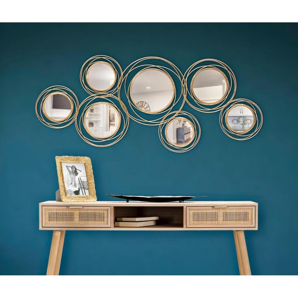 Decorazione parete specchio gold round cm 124,5X4X53,5 - GOLD ROUND