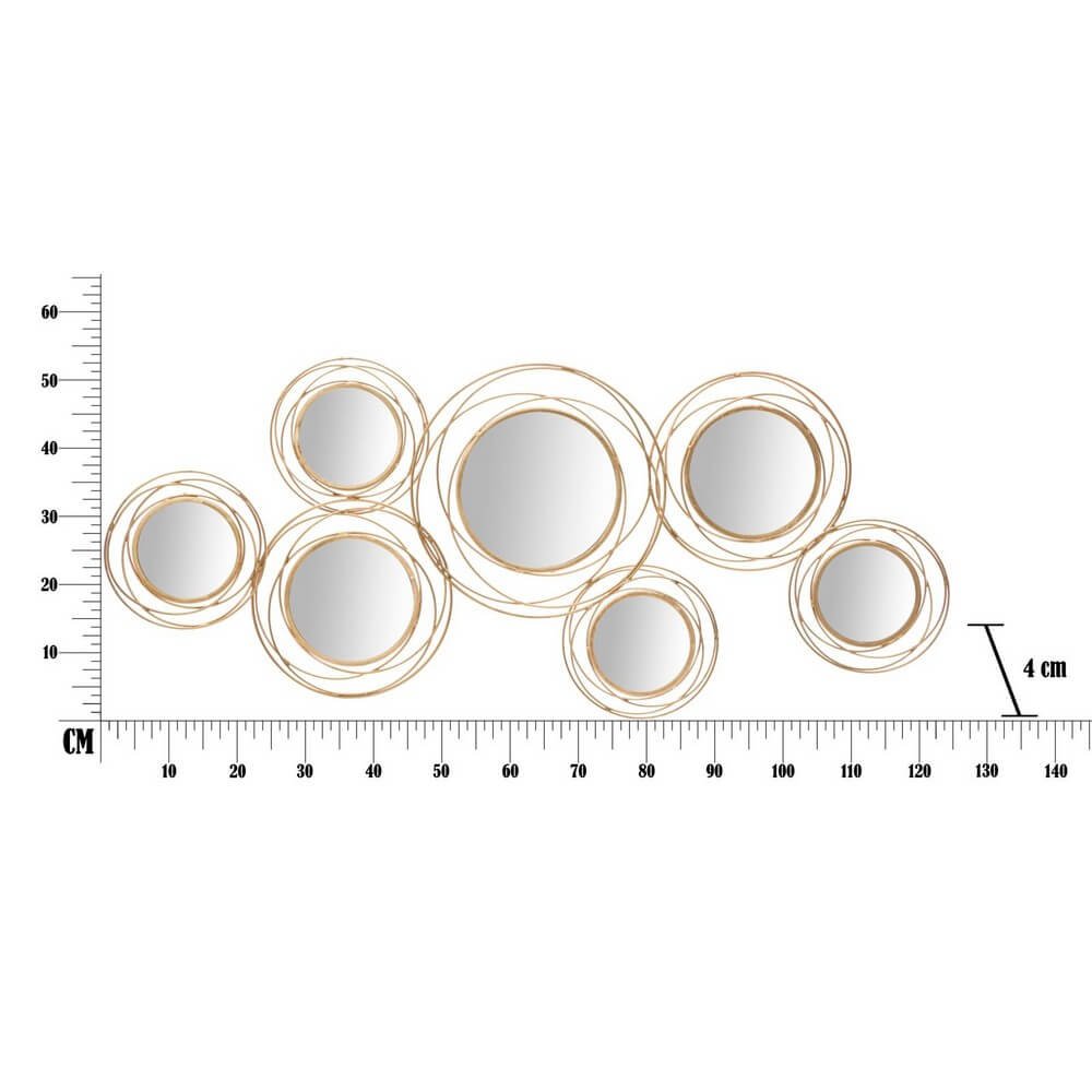 Decorazione parete specchio gold round cm 124,5X4X53,5 - GOLD ROUND
