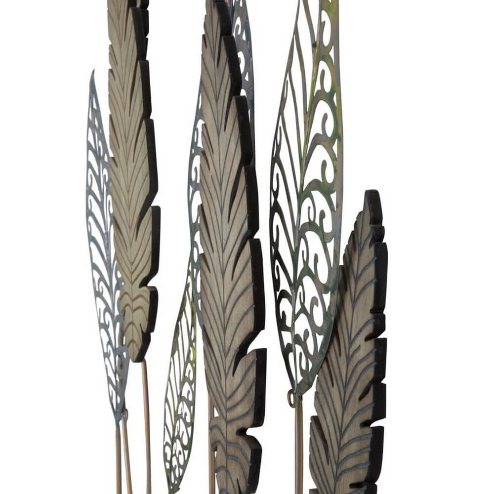 Decorazione parete ferro e legno foglie cm 75X2,5X87 - FOGLIA