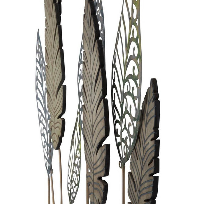 Decorazione parete ferro e legno foglie cm 75X2,5X87 - FOGLIA