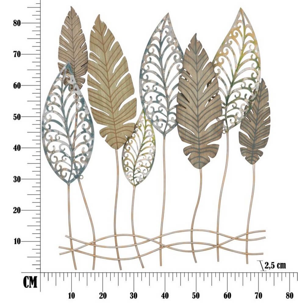 Decorazione parete ferro e legno foglie cm 75X2,5X87 - FOGLIA