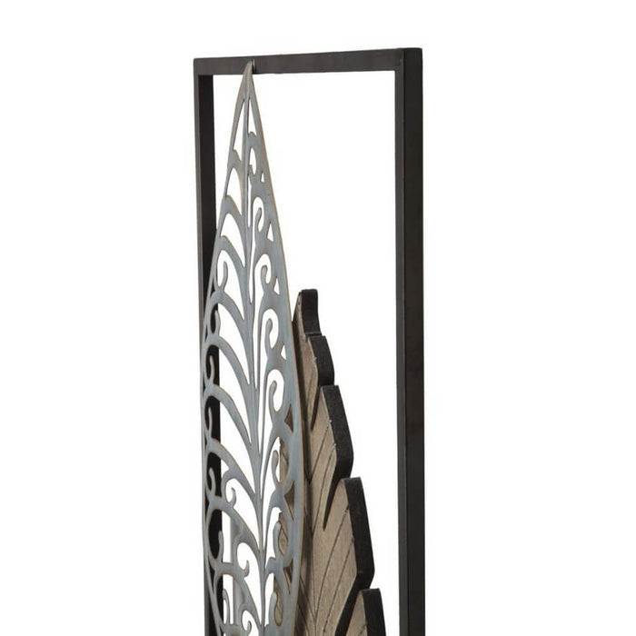 Decorazione parete ferro e legno foglie cm 30,5X2,5X99,5 - FOGLIA