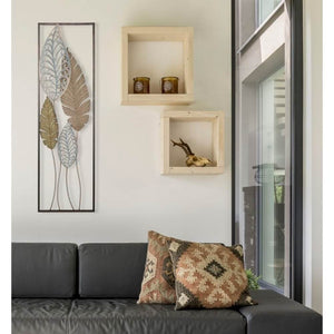 Decorazione parete ferro e legno foglie cm 30,5X2,5X99,5 - FOGLIA