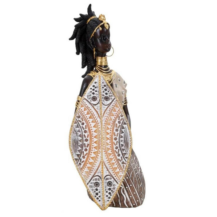 Scultura masai tribale con scudo cm 13,5X9X24,5 - SHIELDOS
