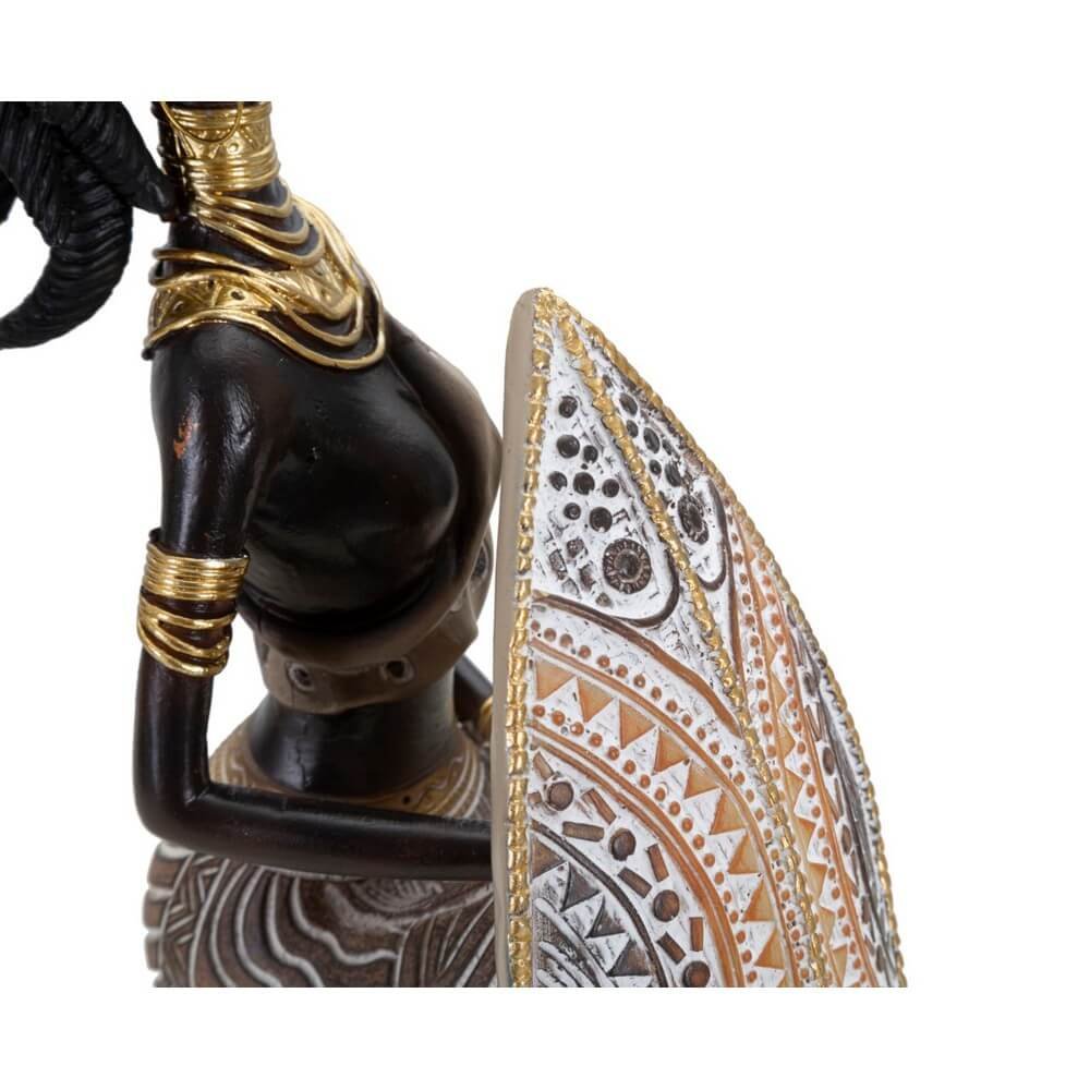 Scultura masai tribale con scudo cm 13,5X9X24,5 - SHIELDOS