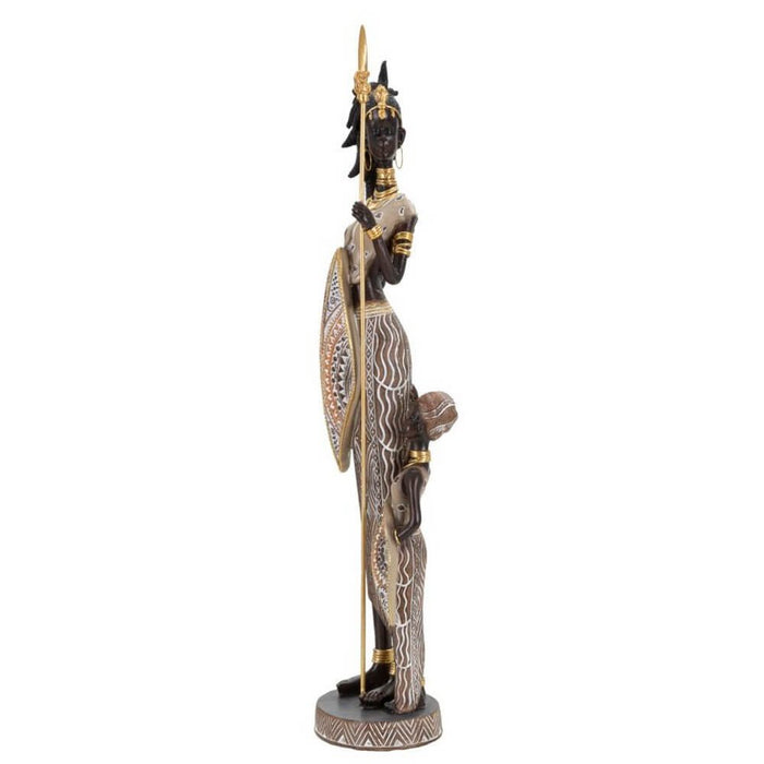 Scultura masai tribale con figlio cm 11,5X8,5X46 - MASILO