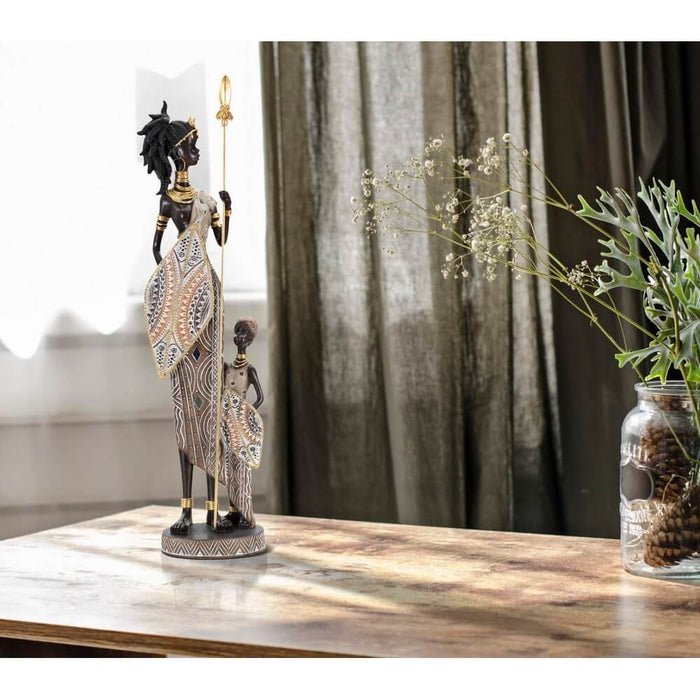 Scultura masai tribale con figlio cm 11,5X8,5X46 - MASILO