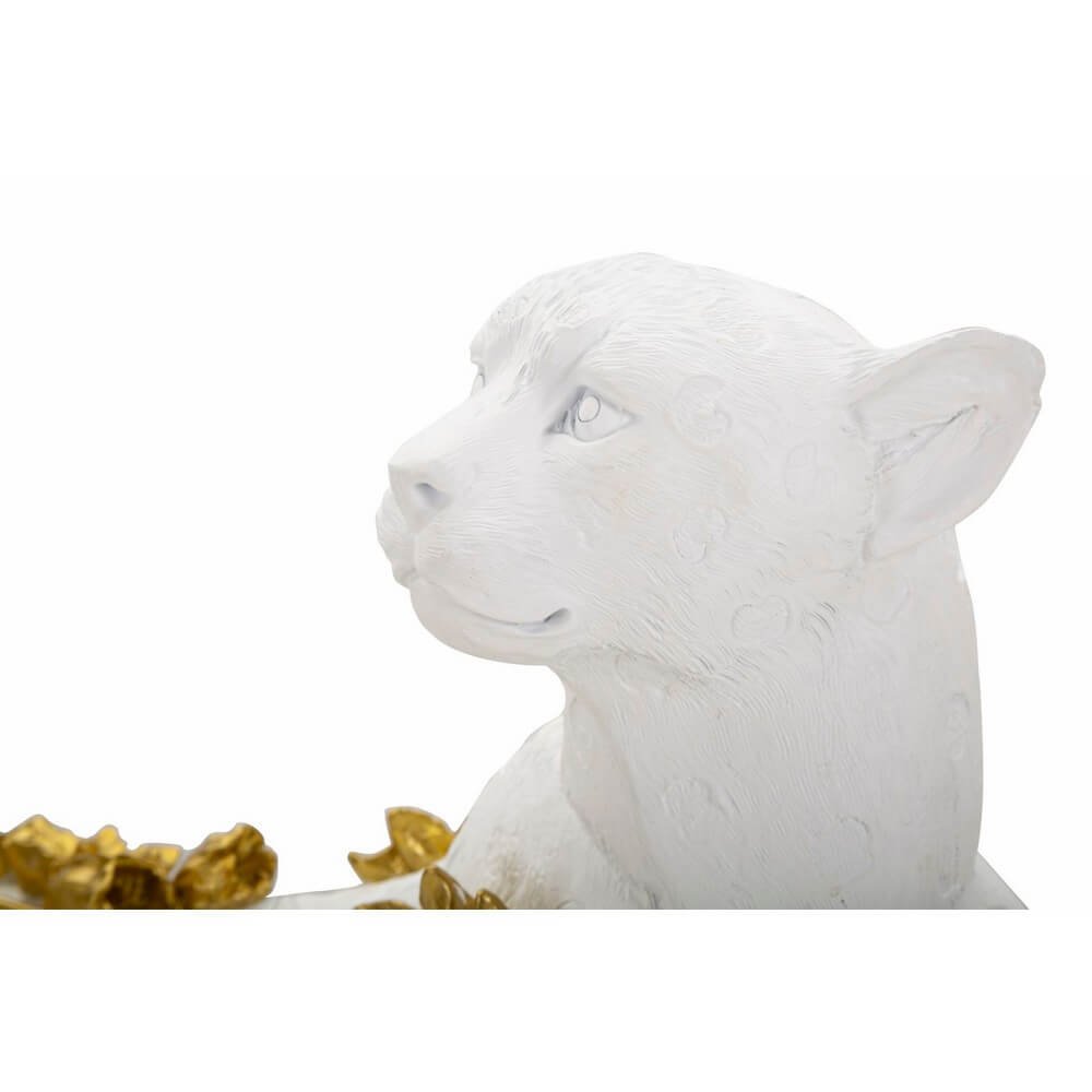 Leopardo bianco e oro cm 53X21,5X24 - LEOBIX
