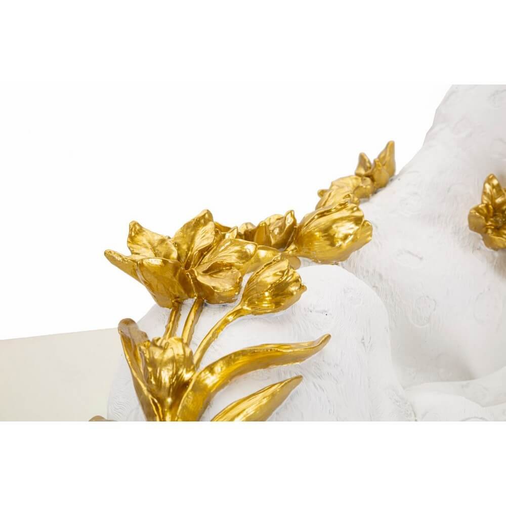 Leopardo bianco e oro cm 53X21,5X24 - LEOBIX
