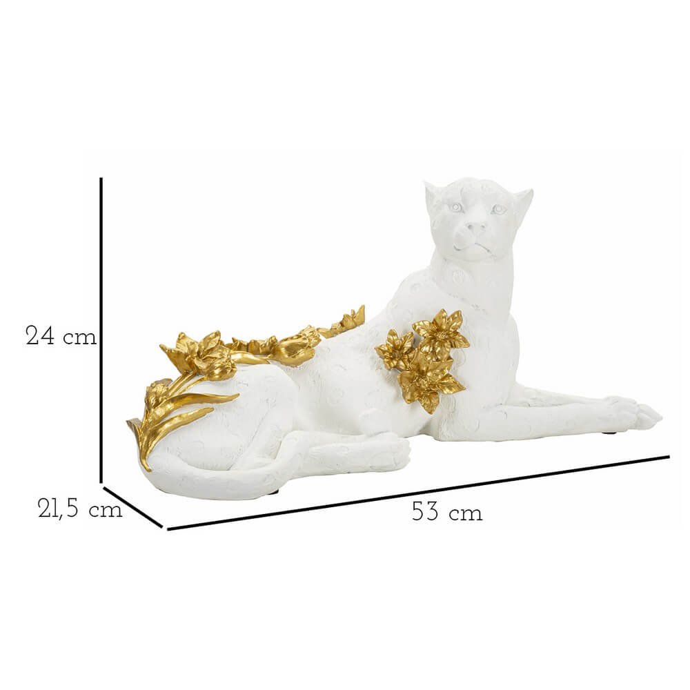 Leopardo bianco e oro cm 53X21,5X24 - LEOBIX