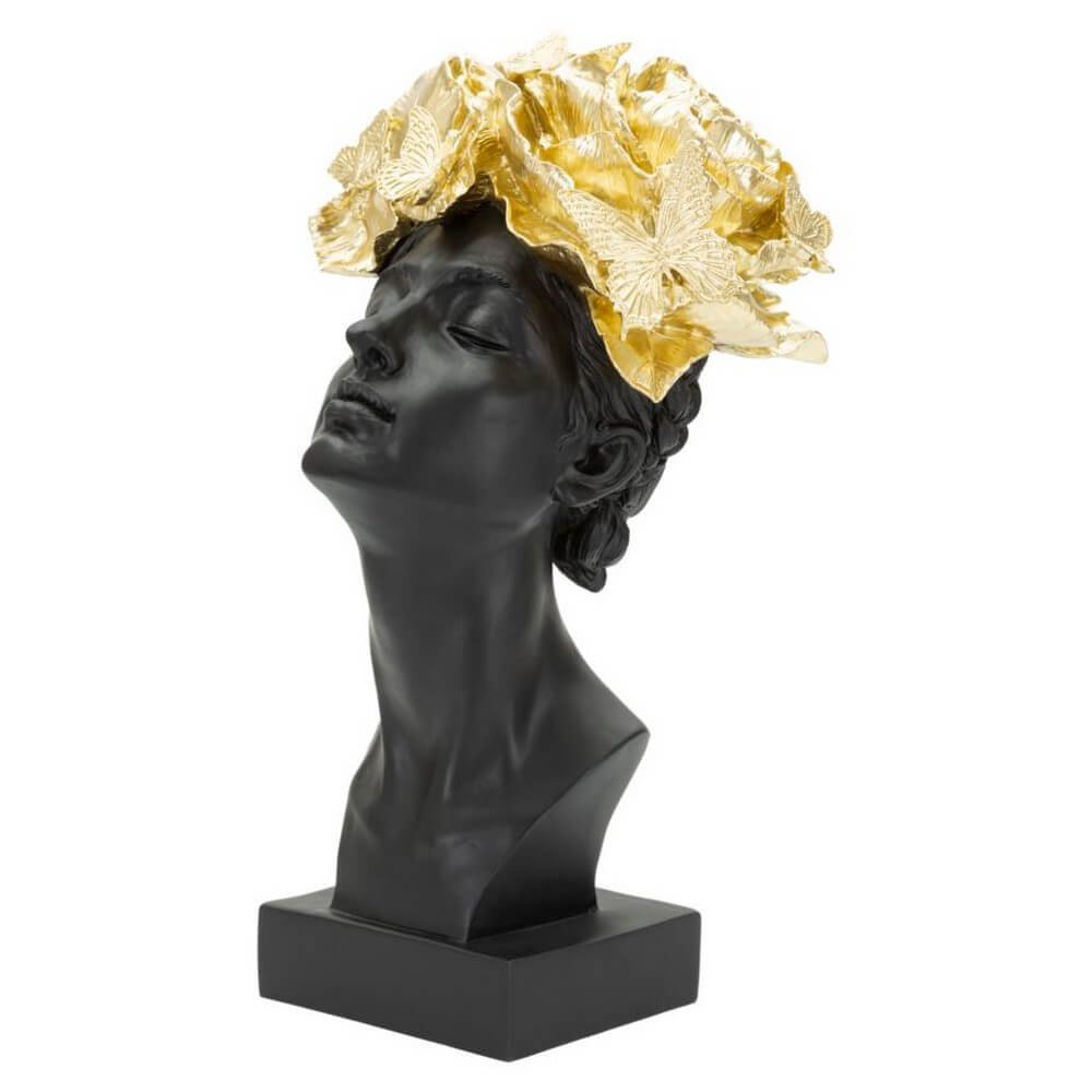 Scultura donna con farfalle in testa cm 21X20X36,5 - BUTTERFLYA