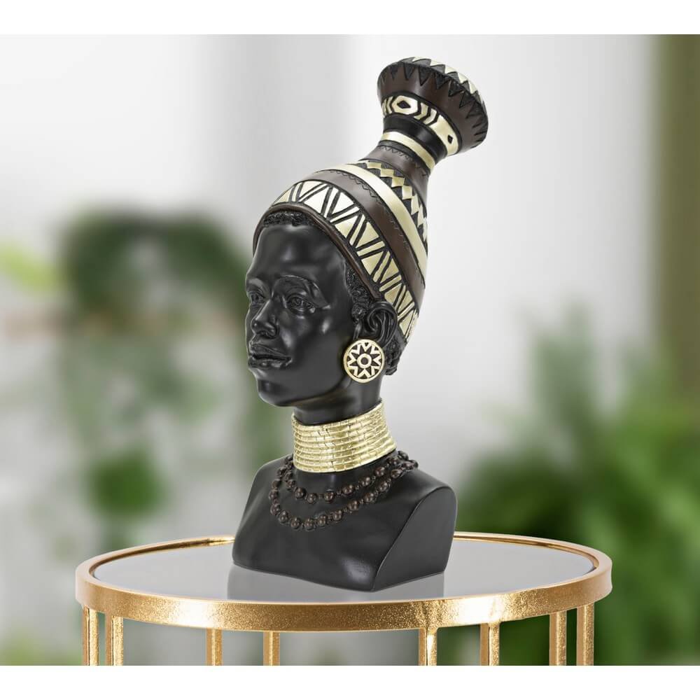 Statua donna masai con tribù cm 23X19X38,5 - TRIBELIA