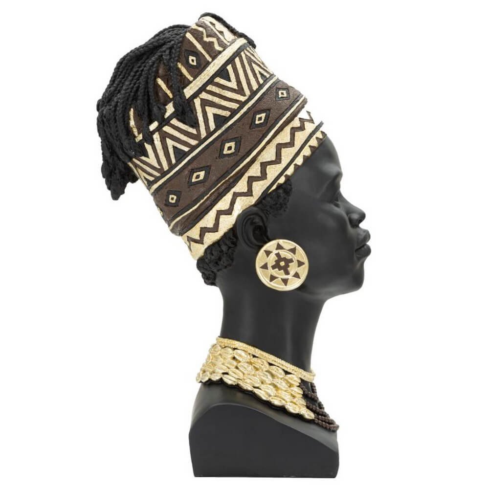 Statua donna masai con turbante cm 21,5X27,5X45 - TURBAL