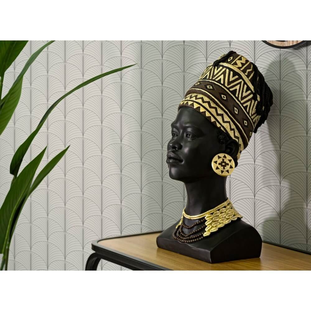 Statua donna masai con turbante cm 21,5X27,5X45 - TURBAL