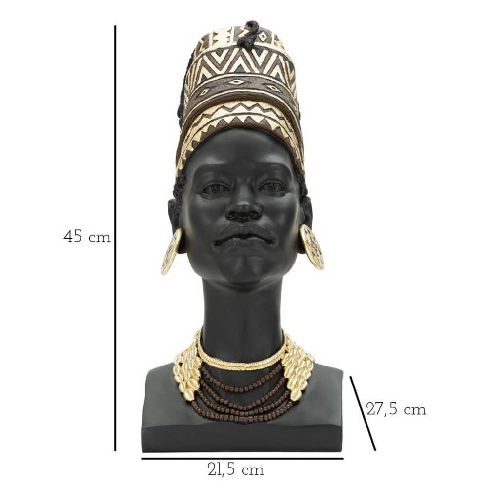 Statua donna masai con turbante cm 21,5X27,5X45 - TURBAL