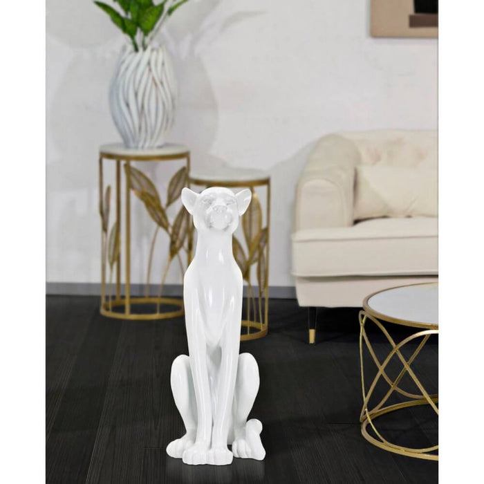 Statua leopardo seduto dorato cm 27X38X74 - LEOROS