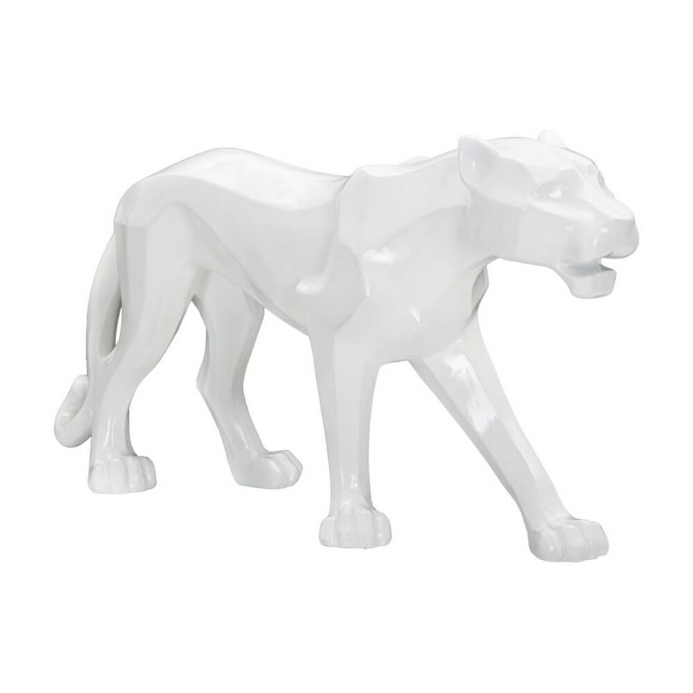 Scultura pantera bianca design cm 70X18X32,5 - PANTHARA