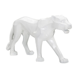 Scultura pantera bianca design cm 70X18X32,5 - PANTHARA