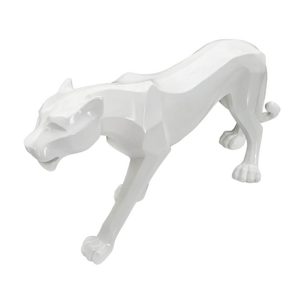 Scultura pantera bianca design cm 70X18X32,5 - PANTHARA