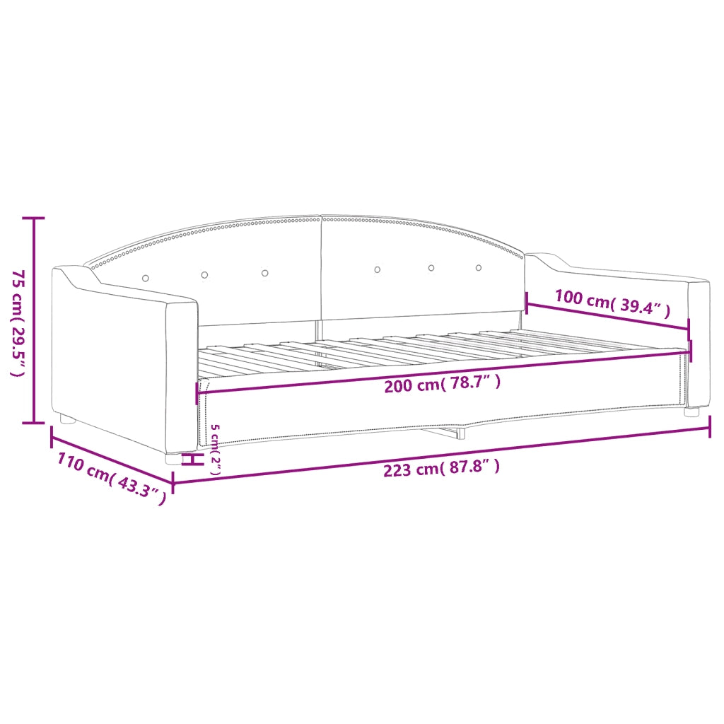 Letto da Giorno Crema 100x200 cm in Tessuto 354192