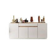 Buffet 4 porte 1 cassetto collezione FANZY. Color bianco lucido & rovere Cadiz.