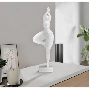 Scultura donna yoga argento cm 16X9X45,8 - YOGALIA