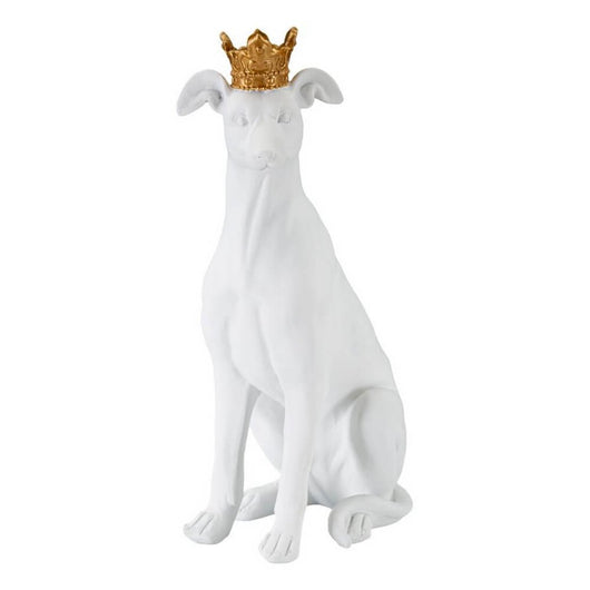 Statua soprammobile cane con corona - REX Colore: Bianco