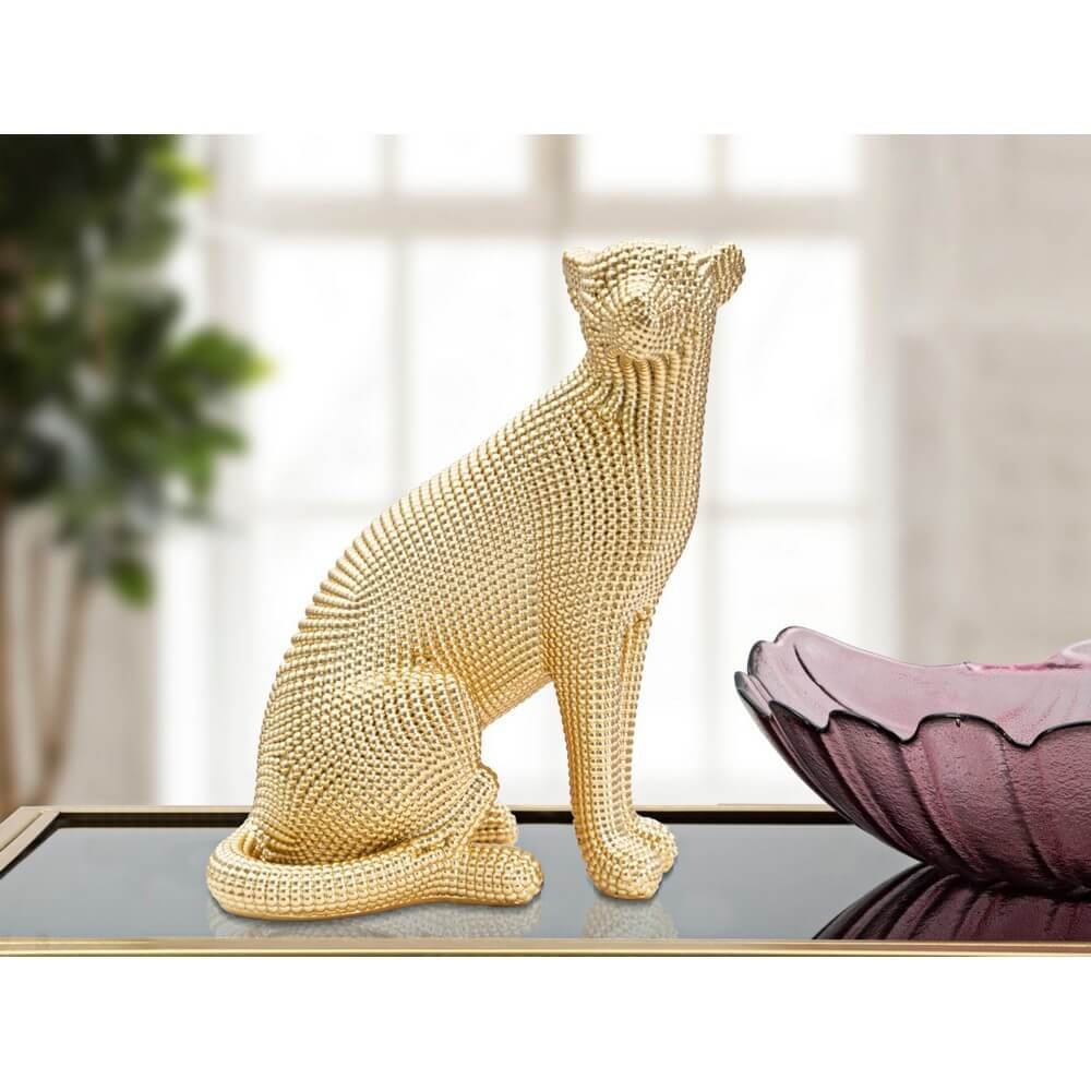 Soprammobile statua dorata di leopardo - LEOROS