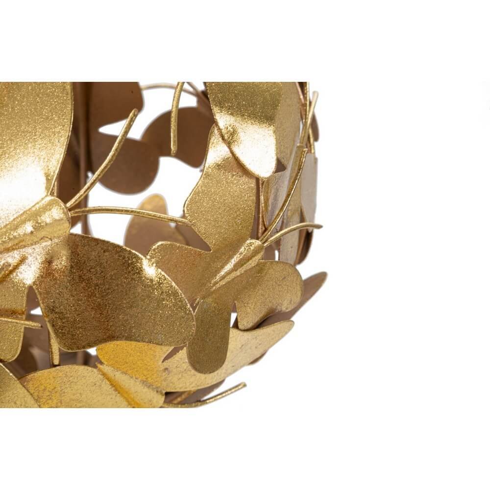 Soprammobile moderno in metallo dorato con sfera di farfalle - FARFALUX