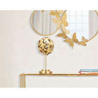 Soprammobile moderno in metallo dorato con sfera di farfalle - FARFALUX
