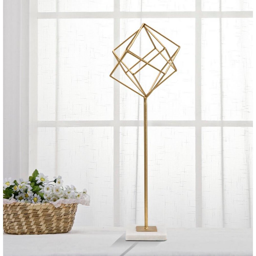 Soprammobile moderno in metallo dorato con cubi - CUBIX