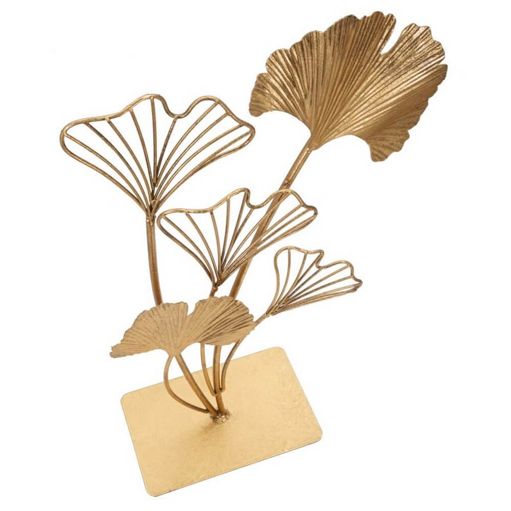 Soprammobile moderno in metallo dorato con foglie di ginkgo - GINKIS