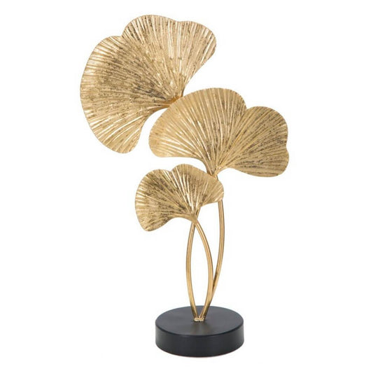 Soprammobile moderno in metallo dorato con foglie di ginko - GINKIS