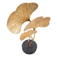 Soprammobile moderno in metallo dorato con foglie di ginko - GINKIS