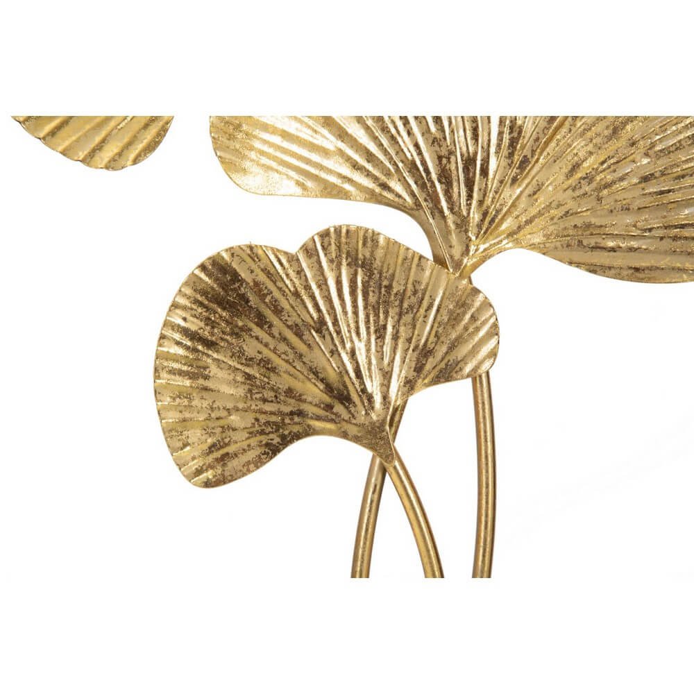 Soprammobile moderno in metallo dorato con foglie di ginko - GINKIS