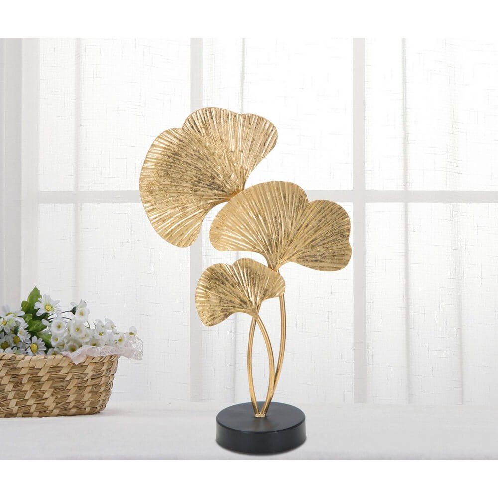 Soprammobile moderno in metallo dorato con foglie di ginko - GINKIS
