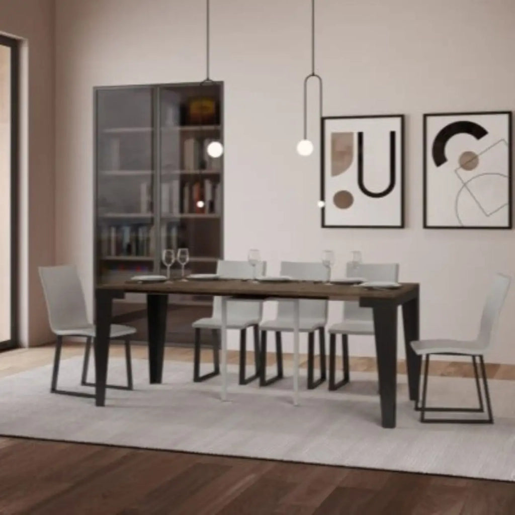 Consolle allungabile 90x40/300 cm Flame Evolution noce telaio e gambe antracite