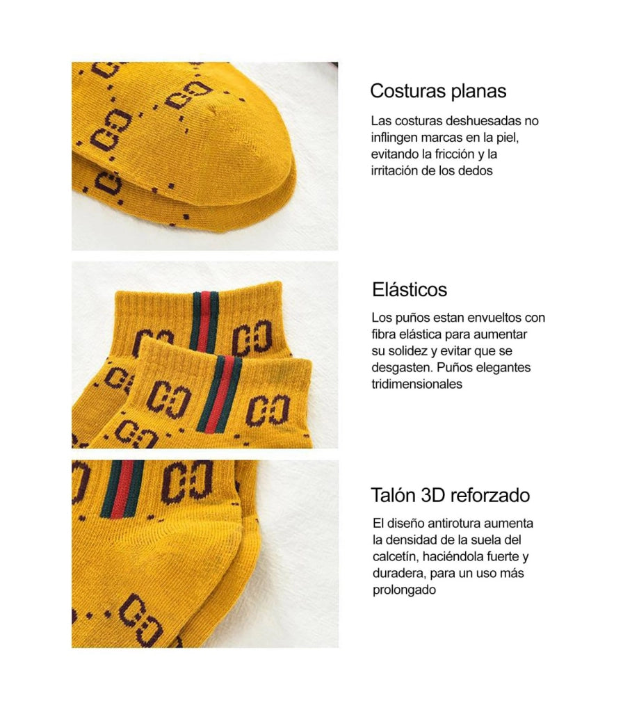 Calzini Bassi in Cotone per Donna e Bambina | Stile Universitario con Motivo Catenine Ricamate | Taglia Unica 34–40 EU