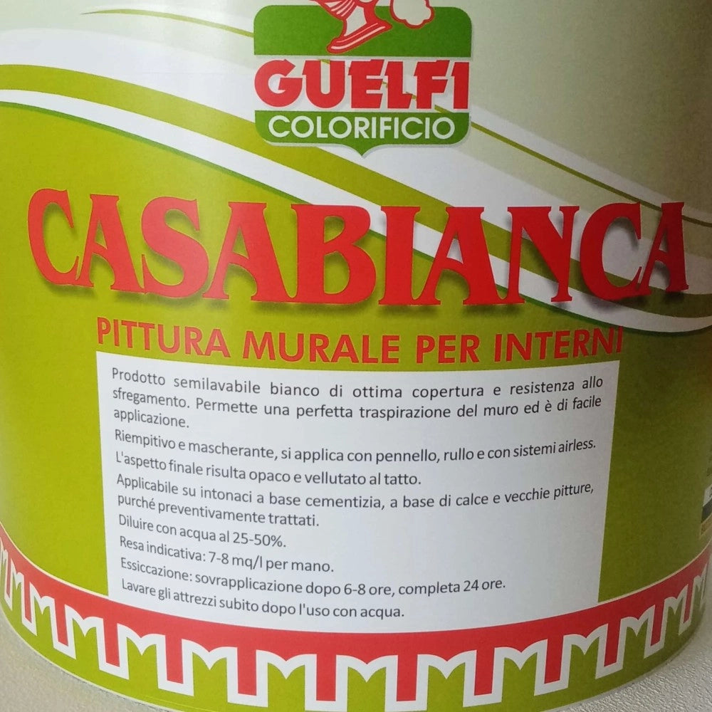 Colorificio guelfi casabianca 5lt pittura bianca semi lavabile per interni