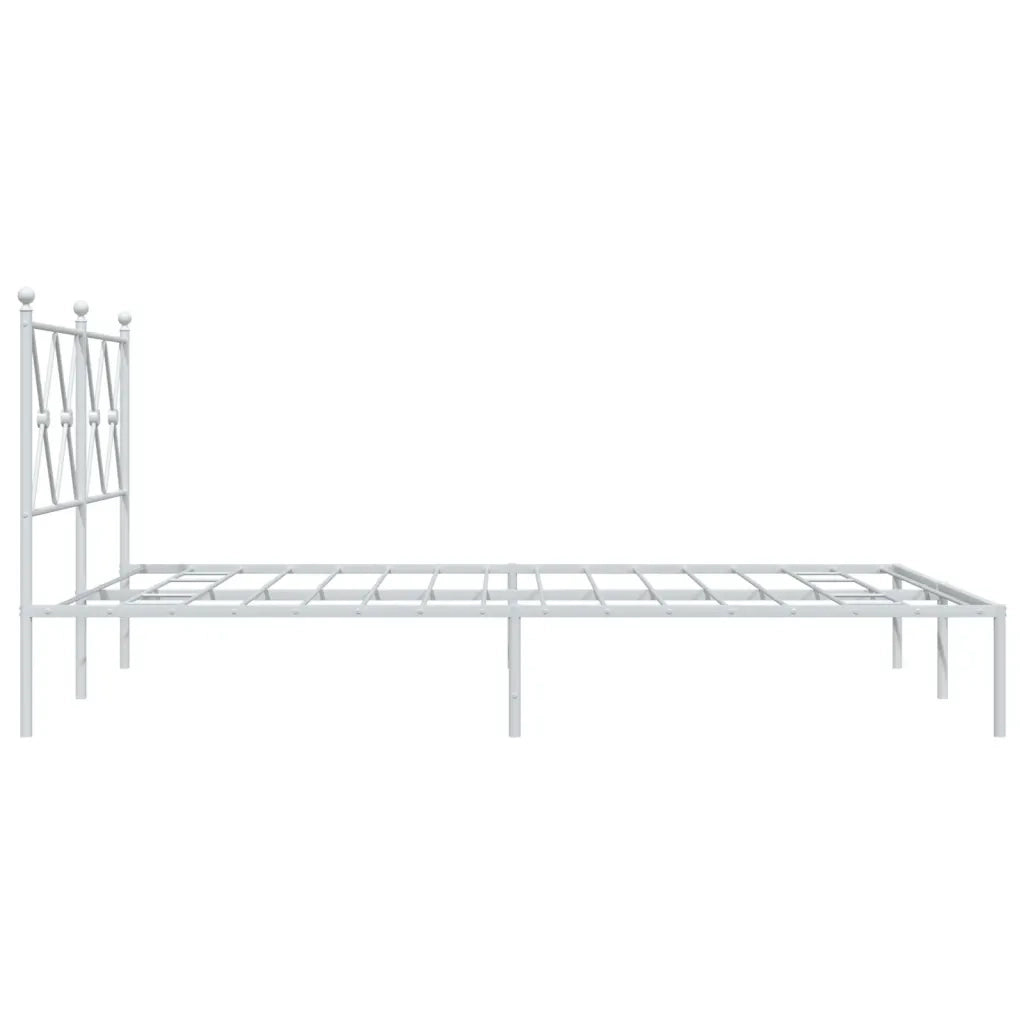 Letto matrimoniale | Letto per adulti | Giroletto con Testiera Metallo Bianco 140x200 cm
