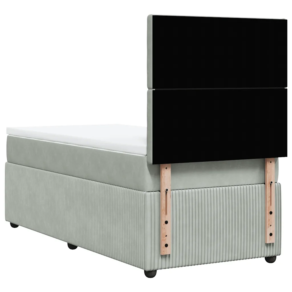 Giroletto a Molle con Materasso Grigio Chiaro 90x190 cm Velluto