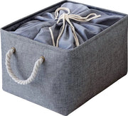 Contenitore di archiviazione grande, 42 * 32 * 26 cm contenitori di archiviazione in tessuto con cavo di trazione e maniglie, contenitori di archiviazione pieghevoli (grigio, 1-pack)