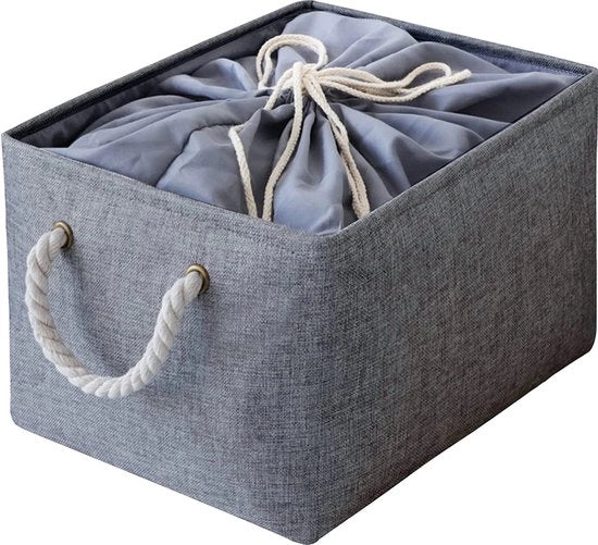 Contenitore di archiviazione grande, 42 * 32 * 26 cm contenitori di archiviazione in tessuto con cavo di trazione e maniglie, contenitori di archiviazione pieghevoli (grigio, 1-pack)