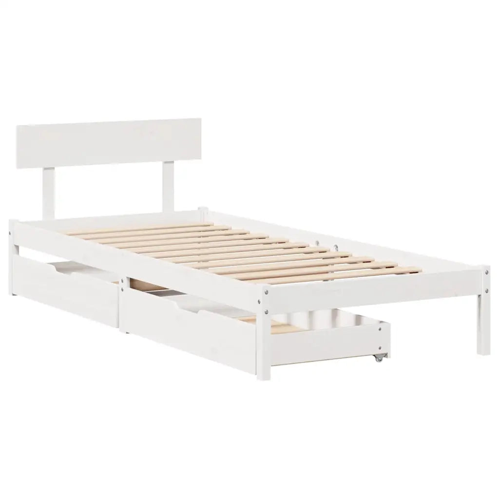 Letto singolo | Letto per adulti | Letto senza Materasso Bianco 75x190 in Legno Massello di Pino