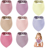 Set di 8 Asciugamani per Bambino, Muslin, Assorbenti e Leggeri, con 2 Bottone di Regolazione