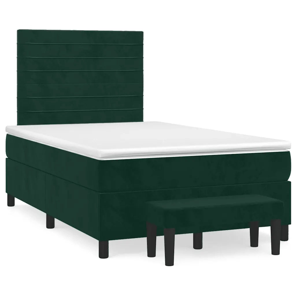 Giroletto a Molle con Materasso Verde Scuro 120x190 cm Velluto