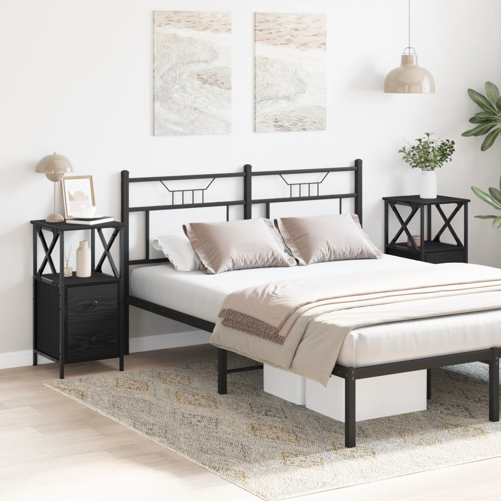 Comodini 2 pz Nero Rovere 34x35,5x70 cm Legno ingegnerizzato