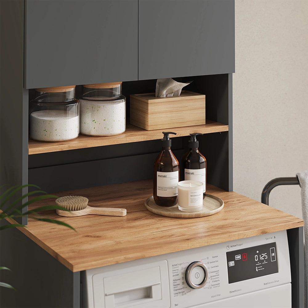 Vicco Mobile lavatrice Antracite/quercia dorata 68 x 88.2 cm 2 parti con ripiano